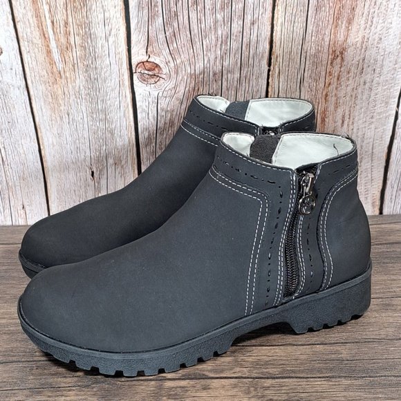 JSport Shoes Jsport Jenna Zip Up Black Memory Foam Faux Leather